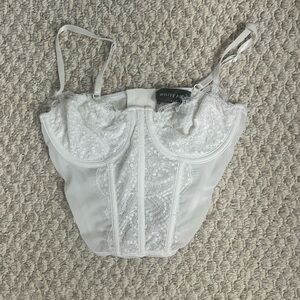 White Fox Boutique White Lace Corset Bustier Top